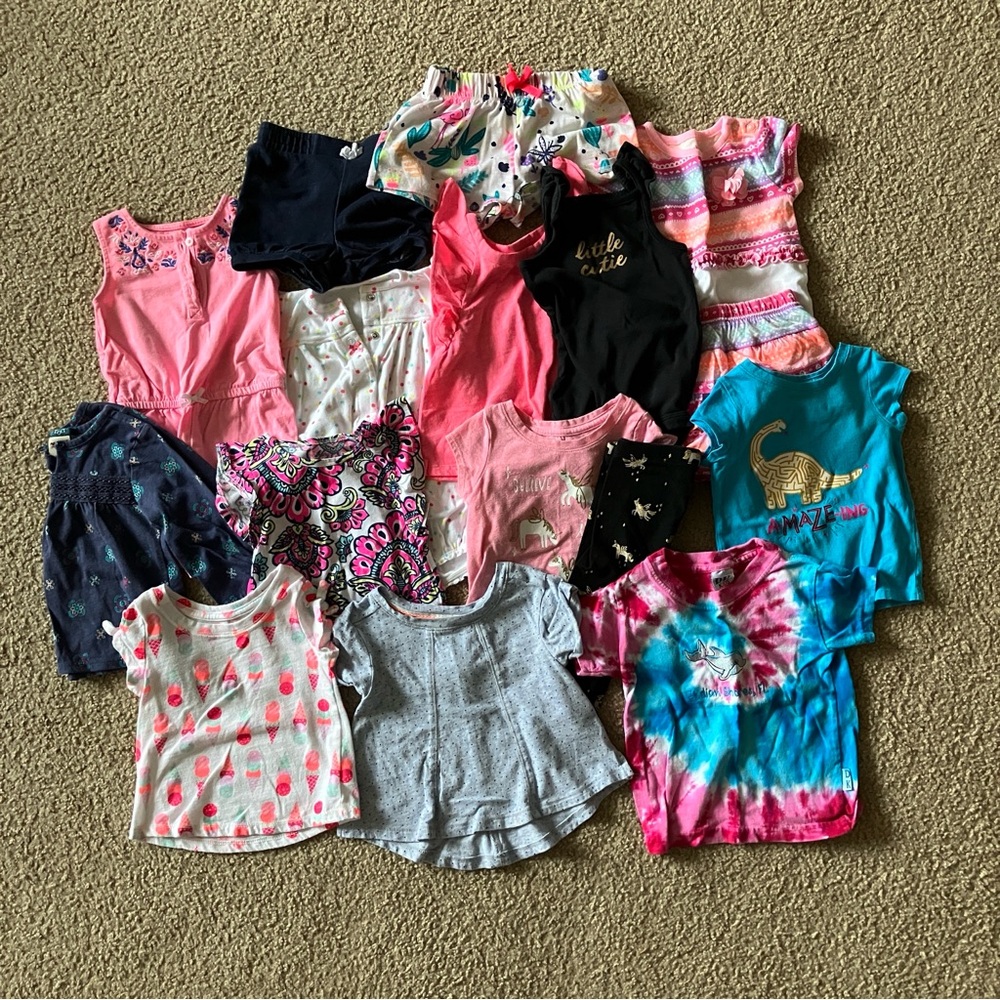 Girls Colorful Tops & Bottoms Clothing Bundle Size 12M Various Brands